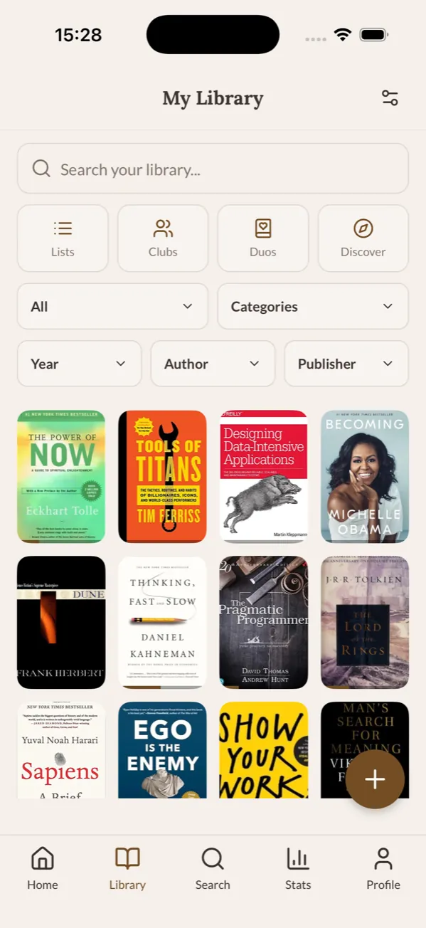 My Library screen with books